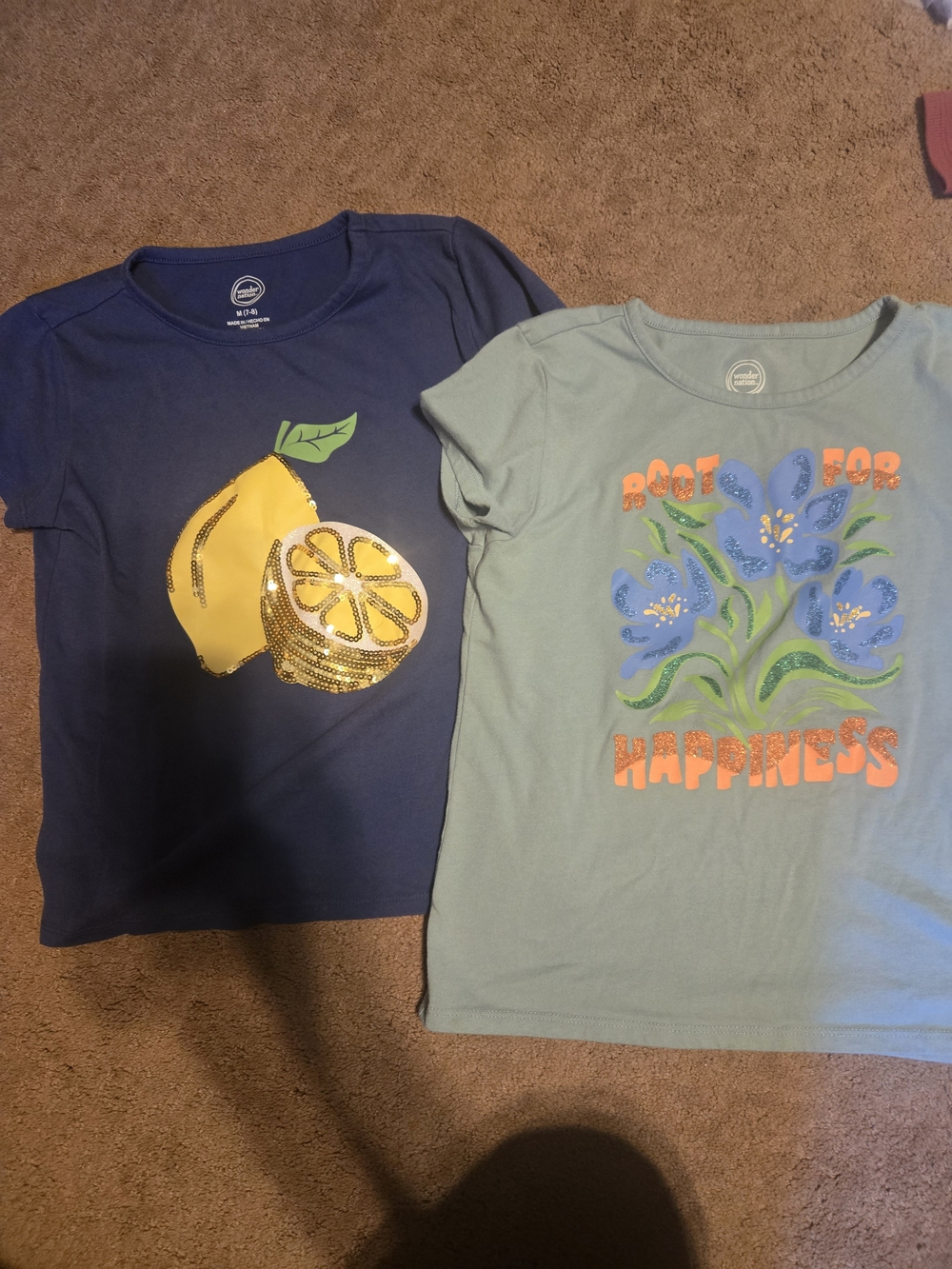 Cat & Jack Girls' Navy Lemon Sequin Graphic Tee